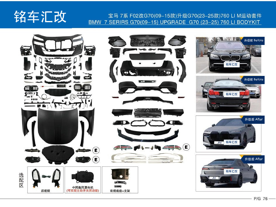 车身包围套件 - 宝马7系 F02改G70(09-15)升级G70(23-25款)M运动套件
